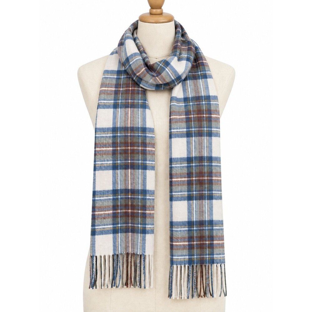 James Pringle Weavers 100% Pure New Wool Plaid Scarf Fringe Preppy Heritage